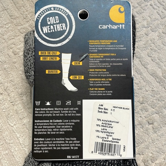 Carhartt Wool Blend Winter Socks for Cold Weather Size Large / shoe size: 6-12 - Picture 4 of 4